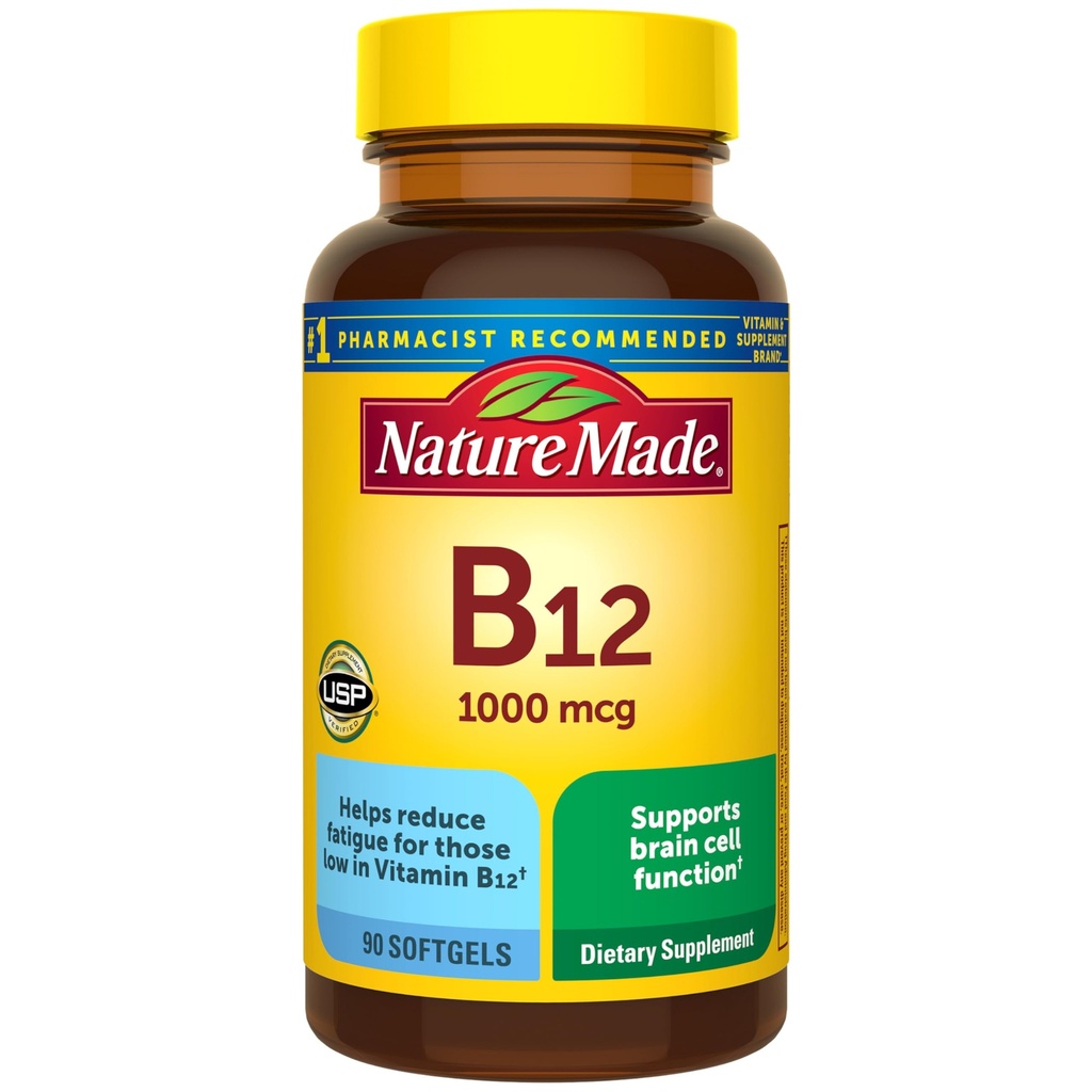 Vitamina B12 1000 mcg, Integratore alimentare per il supporto al metabolismo energetico, 90 Softgels, alimentazione di 90 giorni
