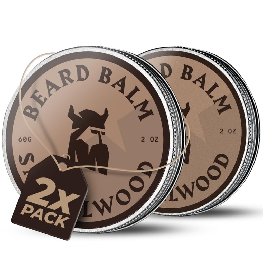 Balm Cuscinetto Vichingo Striking per gli uomini - Lasciare in Condizionatore di Cuscinetto - Balm di stiratura Realizzato con burro di barbabietola naturalmente derived, olio di Argan & Jojoba (4 oncia (pacchetto di 2), Sandalo)