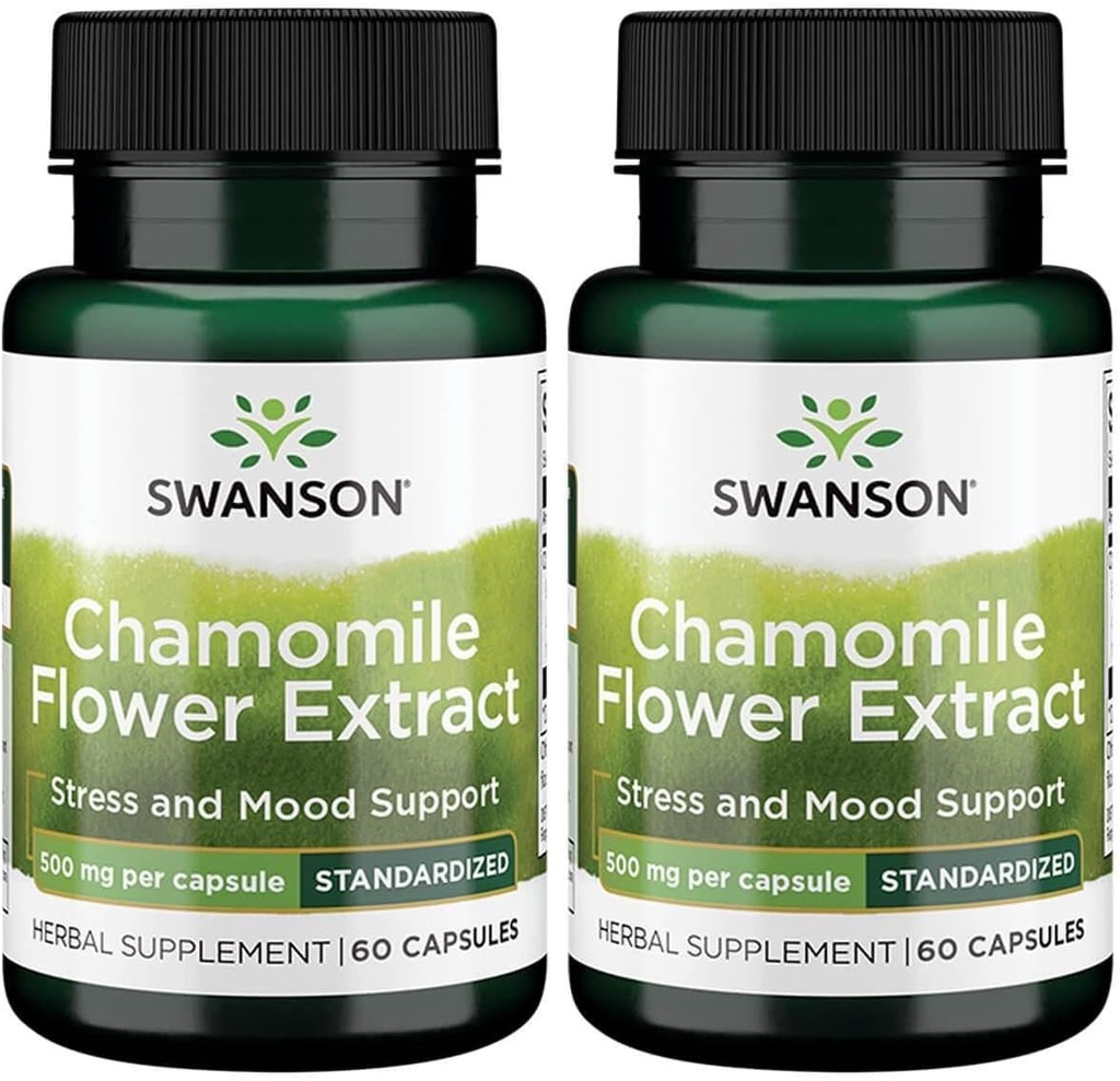Estratto di fiori di camomilla di Swanson 500 milligrammi Standardizzato a 1.2% Apigenin 6 mg per capsula 60 capsule (2 pacchetto)