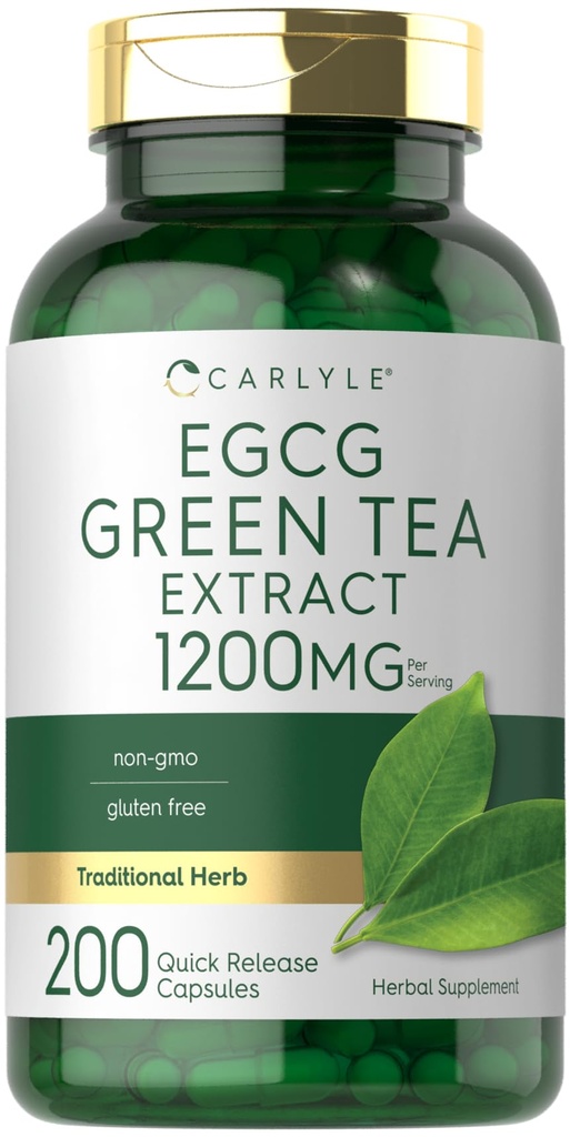 Carlyle EGCG Estratto di tè verde supplemento | 1200mg | 200 capsule | Non OGM e senza glutine