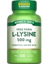 La verità della natura L-Lysine 500mg | 130 Caplets ricoperti | Forma libera | Aminoacido essenziale | Vegan, Non OGM, & Gluten Supplemento gratuito