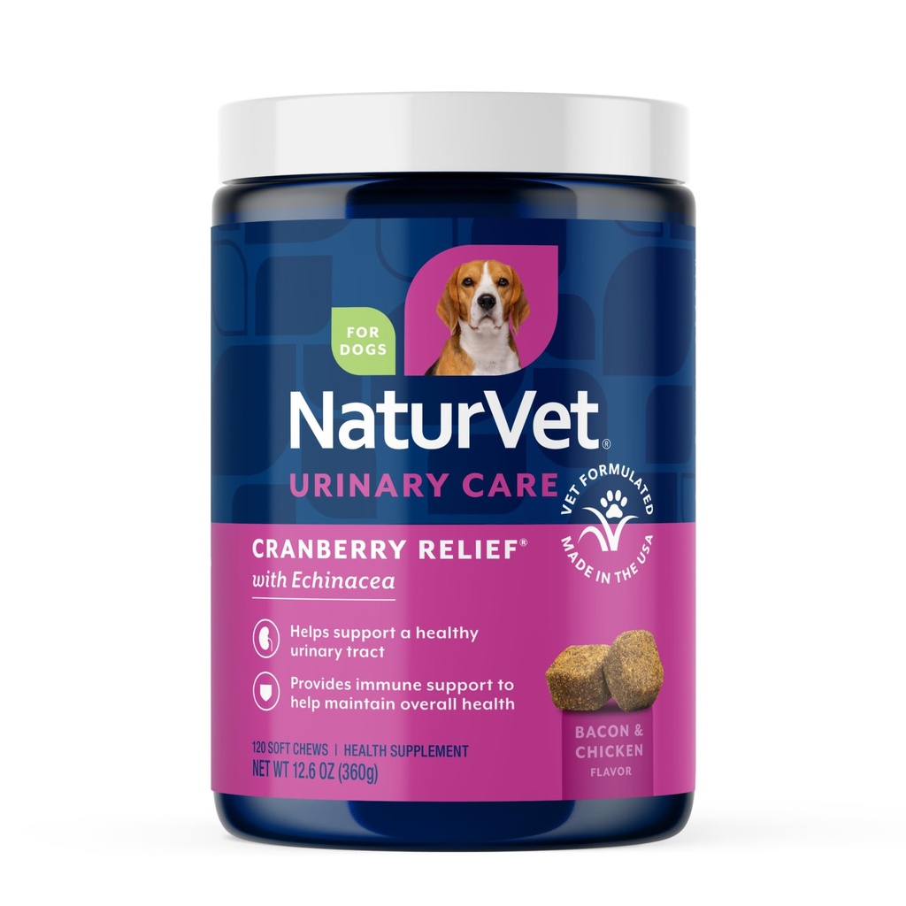 NaturVet – Cranberry Relief Plus Echinacea – aiuta a sostenere un sano sistema urinario e immunitario – 120 Soft Chews