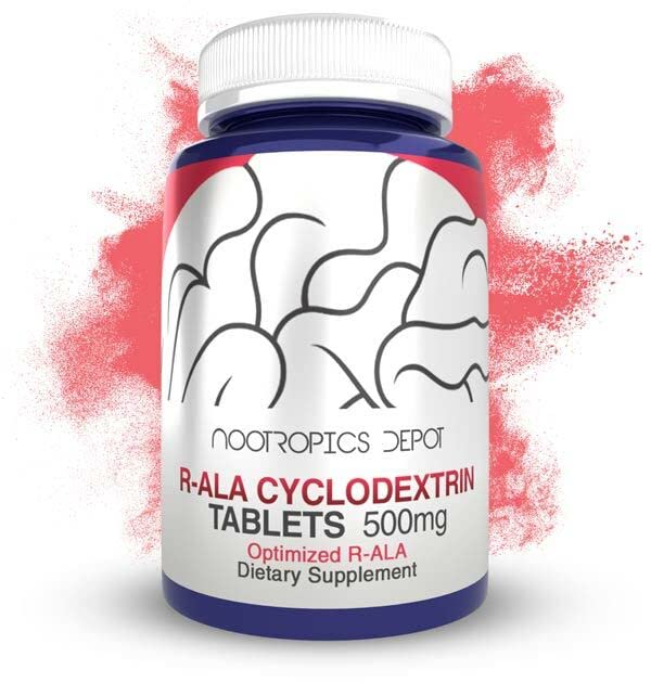 Nootropics Depot R-ALA Cyclodextrin Complex Tablets | 500mg | Acido Lipo R-Alpha ottimizzato | 30 Count