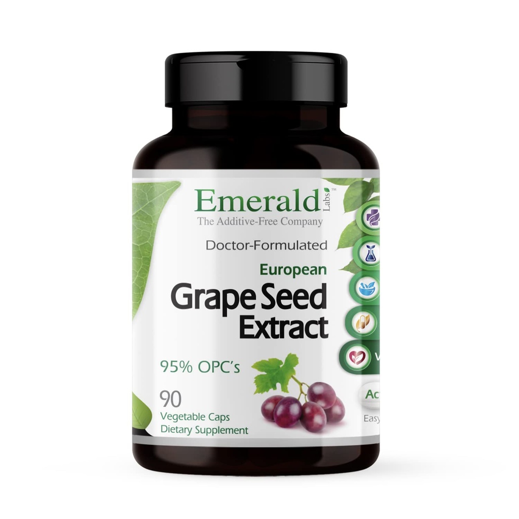 EMERALD LABS European Grape Seed Extract - Antiossidante & Immune Support Supplement - Supporta il flusso sanguigno sano - 90 capsule vegetali (90-Day Supply)