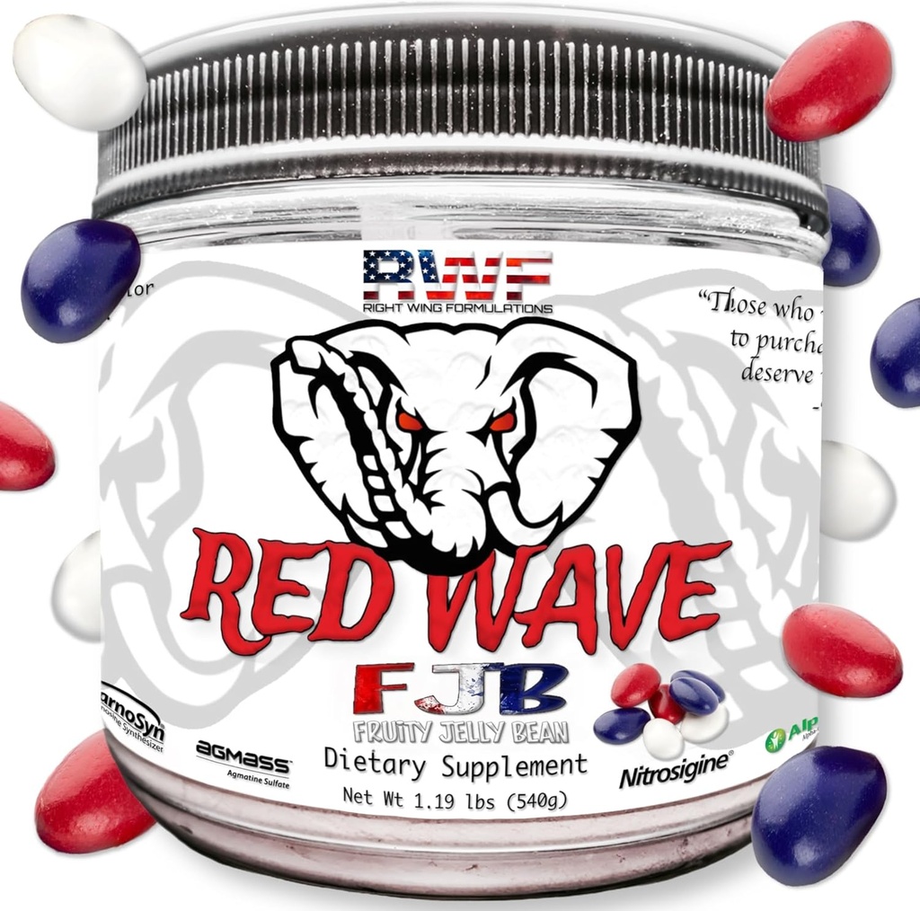Polvere di allenamento pre onda rossa con creatina per gli uomini e le donne - supplemento completamente dosato, citrullina, beta-alanina, 300mg miscelato caffeina, nootropics, energia duratura lunga, 540 Grammi (fagiolo di gelatina di fertilità)