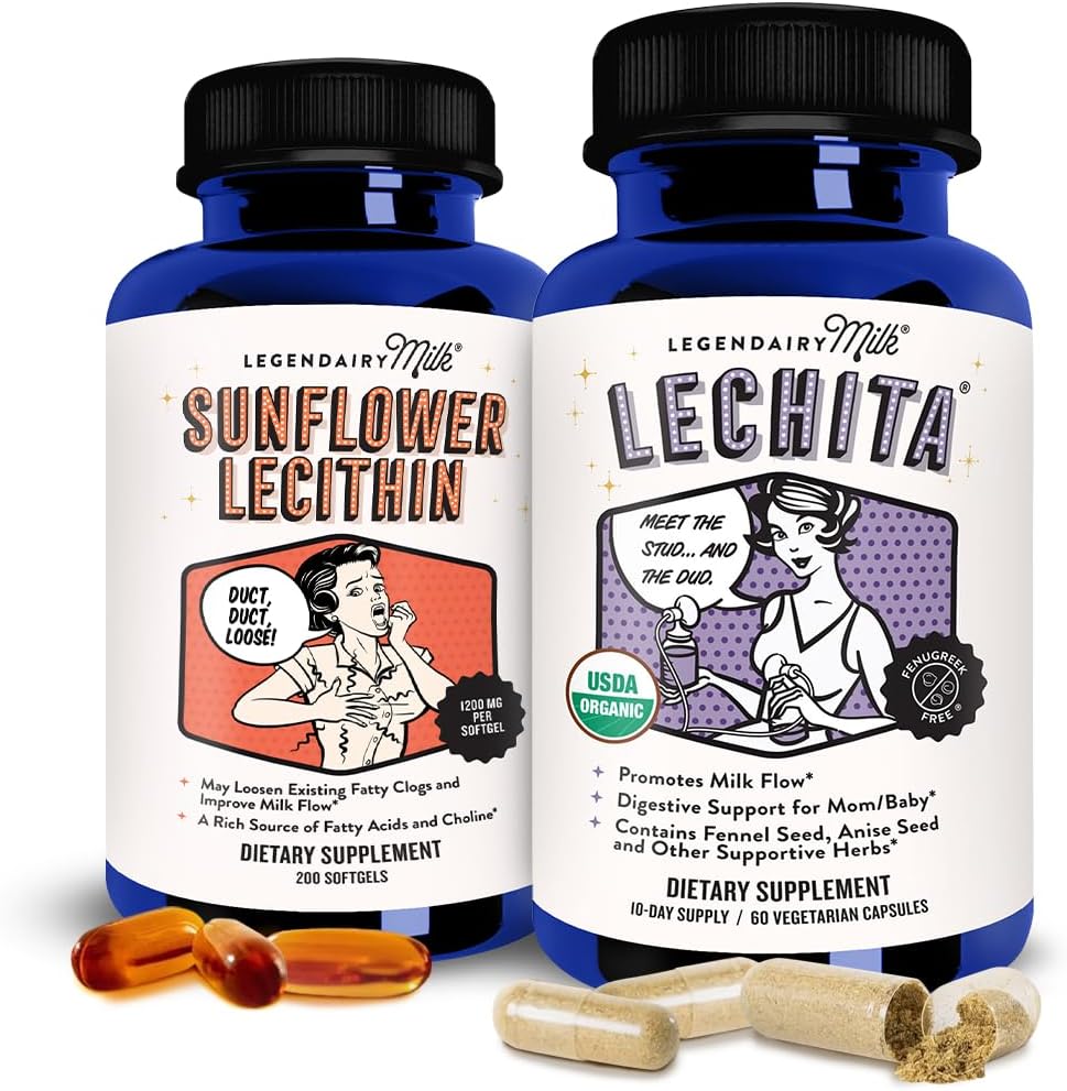 Latte Legendairy Lecitina di girasole + Lechita - Integratori di allattamento al seno per l'aumento di alimentazione del latte e latticini - Integratore di allattamento per il flusso di latte e la produzione di latte