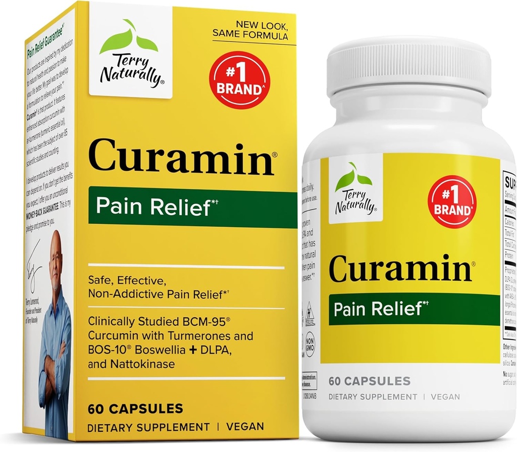 Terry Naturally Curamin - Supplemento Curcumina per Circulation & Endorphin Support - Supporto per Discomfort Occasionale - Aiuta i muscoli sani - 60 capsule