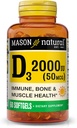 MASON Vitamina NATURAL D3 2.000 IU Ultra Forza, Supporta Densità Bone, Forza & Salute Immune, 60 Softgels