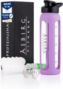 Fitness | Bottiglia di Shaker di proteine di vetro 24 oz – BPA-Free, Lid a prova di leak, Palla di miscela in acciaio inossidabile & Manica di silicone – Gym Shaker per Smoothies, Shakes & Pre-Workout – Purple pastello