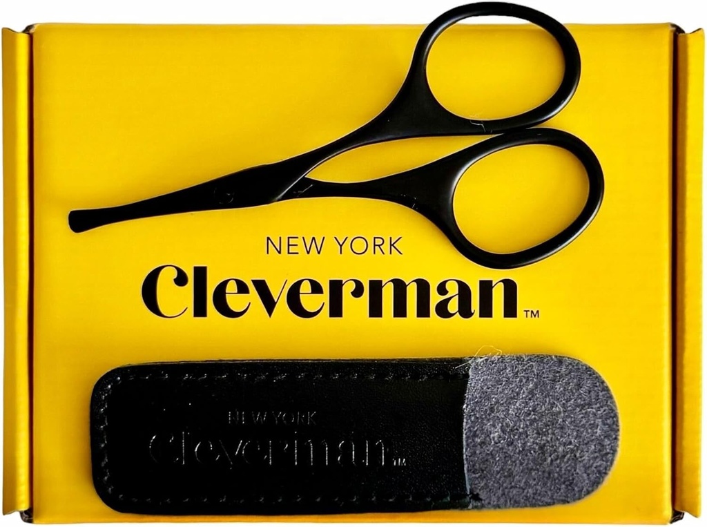 Cleverman Premium Forbici per capelli facciali – Forbici per capelli nosi professionali, Lame di sicurezza curvate e punte arrotondate per il sopracciglio, Mustache, Beard, Ear Hair Trimming. Utensili da cucina in acciaio inossidabile per gli uomini