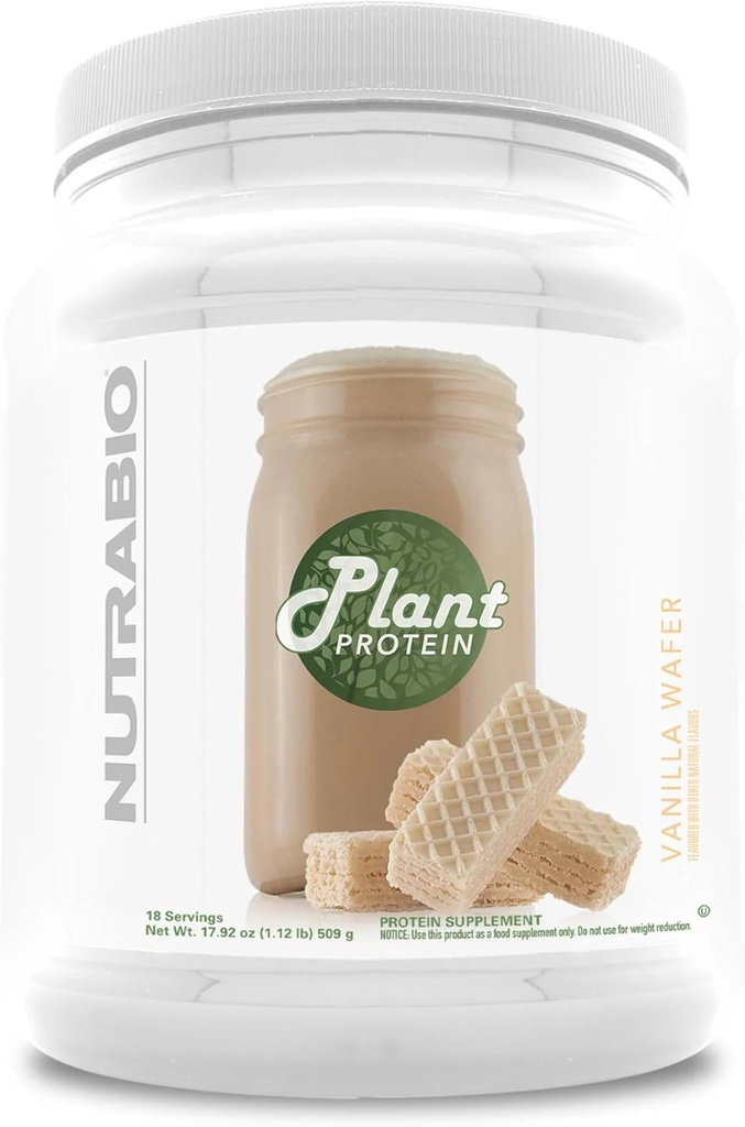 NutraBio Plant Protein – Profilo Aminoacido completo – 20G di Proteine per Scoop – Gluten and Dairy Free, Filler Zero, Naturally Sweetened, Non-OGM, USA Made Protein Powder (Vanilla Wafer)