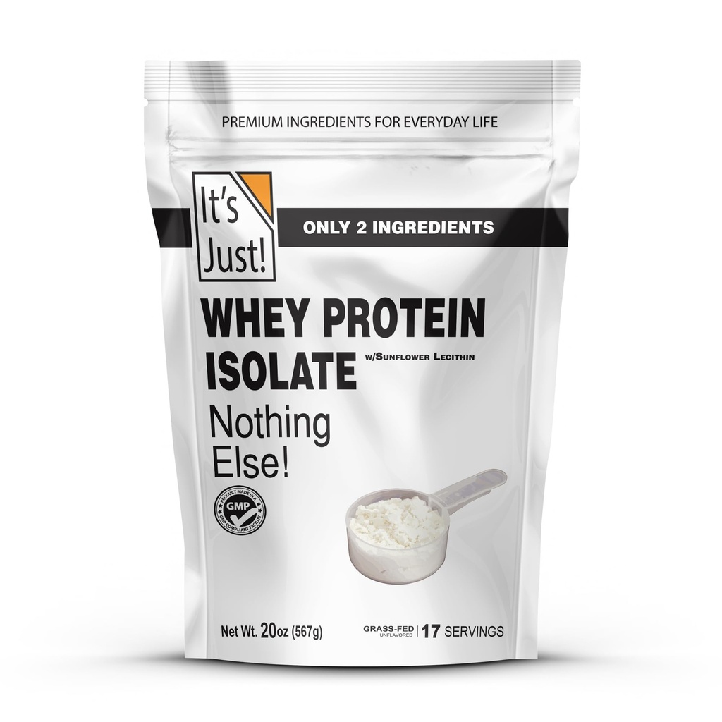 E 'solo! - Proteine del siero Isolate, Ultra Premium Grass-Fed, Non aromaed, Made in USA, Proteine puro 90%, Solo 1g Carb, Non Aggiunto Zucchero (1.25 Pound)