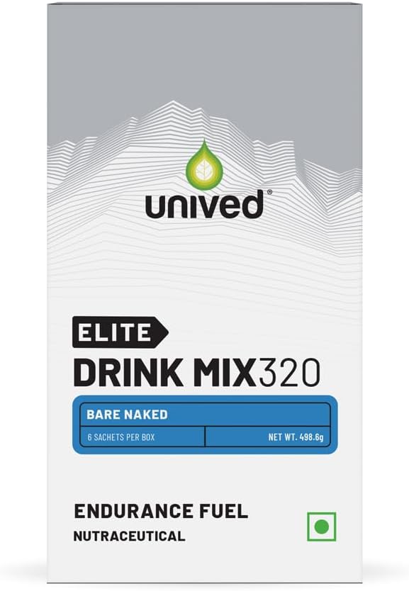 Unived Elite Drink Mix 320 | High Calorie Energy Drink | 2:1 Ratio & 80g Carboidrati con 1705mg Essential Electrolytes | Endurance Athletes Sports Drink, Bare Naked, 6 Pack
