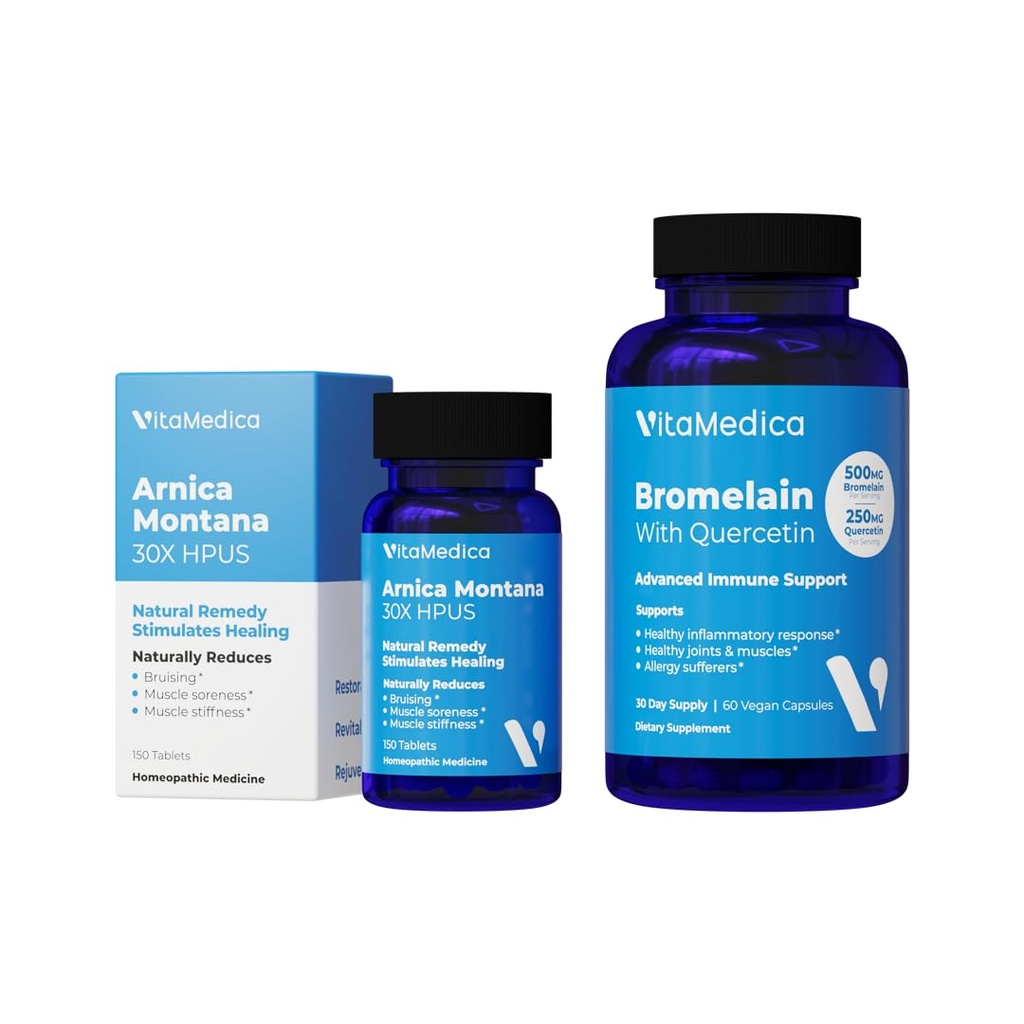 VitaMedica | Arnica Montana 30X e Bromelain con Quercetin Bundle | Arnica Montana | Bromelain | Quercetin | Recovery Bundle | Plant Based | Made in USA