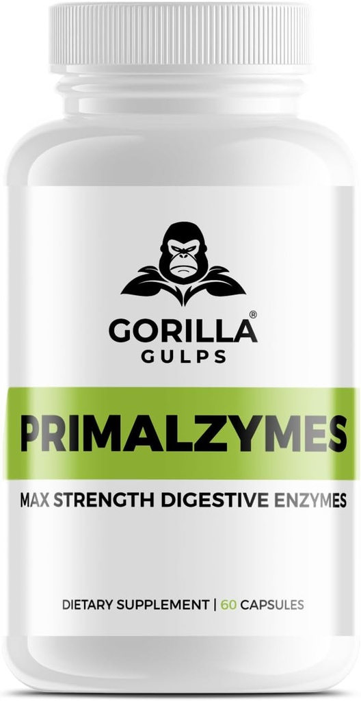 Gorilla Gulps - Primalzymes - Enzimi digestivi Max Strength, 60 capsule vegetali