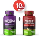ORZAX Milk Thistle Plus 120 Capsule Vegabili e Premium Ginseng 120 Capsule Vegabili, Bundle