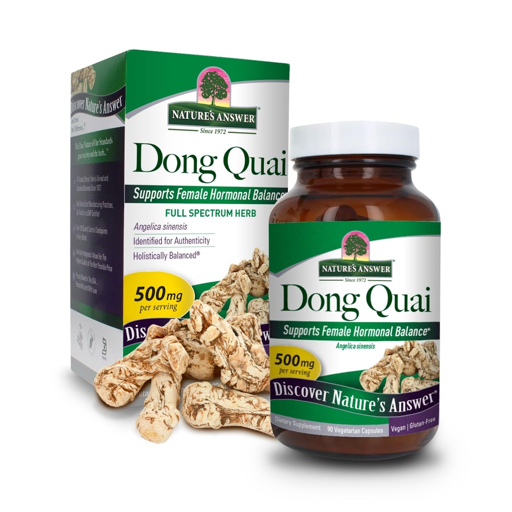 Risposta della natura Dong Quai Root 1000mg | Integratore alimentare | Supporta l'equilibrio dell'ormone femminile | Non OGM, Vegan, Kosher Certified & Gluten-Free | Capsule vegetariani 90ct