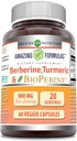 Stupefacente formulas Berberine Turmeric & Bioperine 800mg Per servire 60 capsule vegetali Supplemento | Non OGM | Gluten Free | Made in USA | Ideale per vegetariani