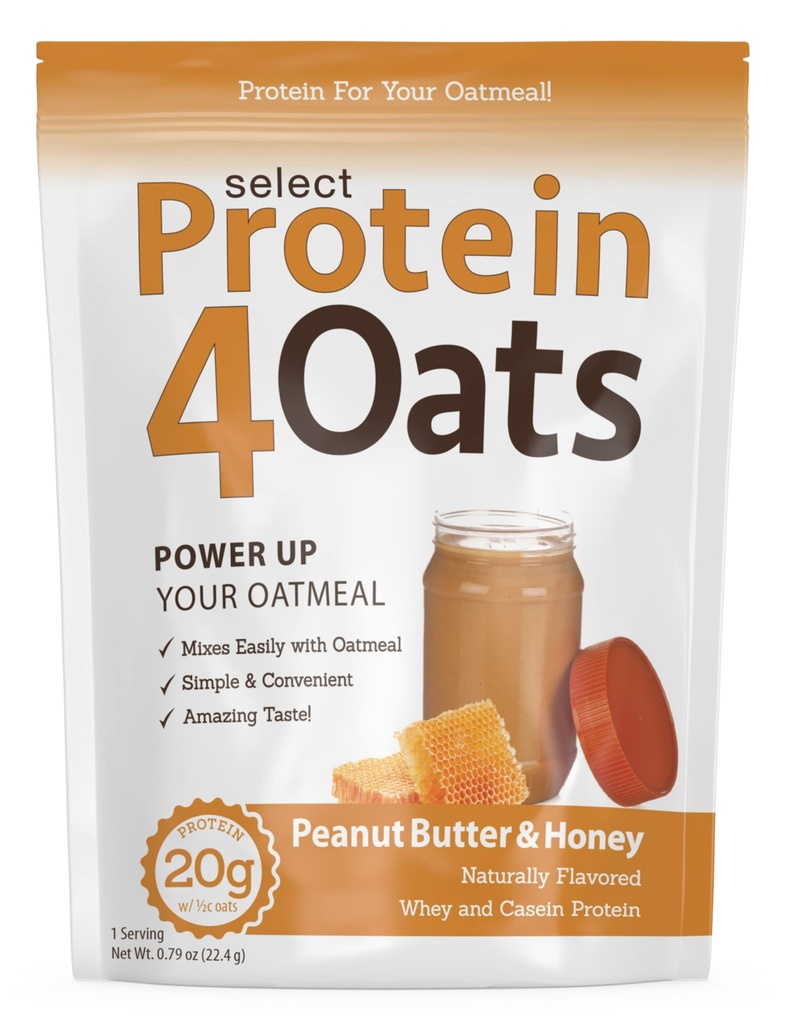 PEScience Protein4Oats, Polvere proteica per rendere la farina d'avena di proteina di degustazione incredibile, con Whey e Casein, senza glutine, burro di arachidi e miele, 12 Serve