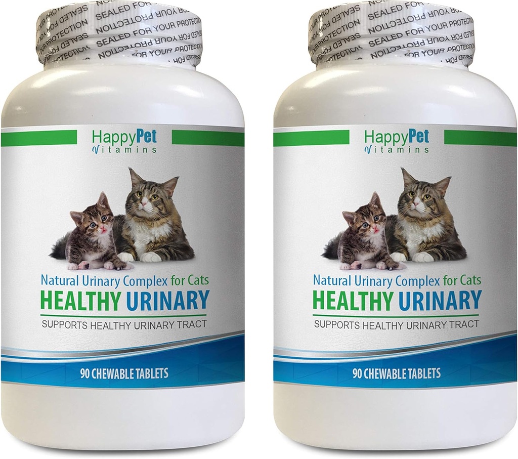 cat Bladder Health Food - CAT Healthy Urinary Complex - Soluzione UTI - Formula naturale - Trattamenti per gatti di mirtillo - 2 Bottiglie (180 compresse)