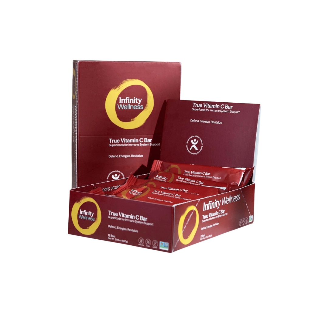 Infinity C Superfood Bar, barre di energia sana con 1125 mg di vitamina C di cibo intero, ingredienti basati sulle piante di potenziamento immunitario, Camu Camu, Acerola, Amla Powder, & Shilajit, Raw, Gluten Free, Non OGM