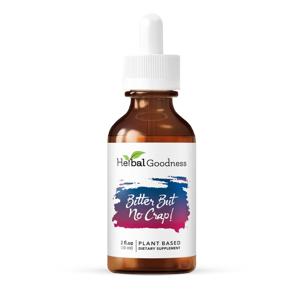 Erbe Bontà Bitter Ma Nessun Crap Liquid Supplemento per Body Cleanse, Energy Support and Health Boost | Non-GMO Burdock Root Organic, Bitter Melon, Maca Root, Dandelion Root - 2 fl. oz per Bottiglia