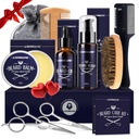Lionmane Beard Care Kit regalo di Natale per gli uomini, Beard Mustache Grooming Kit-Beard Balm, Beard Wash, Beard Oil, Pennello, Forbici, Anniversario Regali di Ringraziamento per il marito/fidanzato/Dad/Him