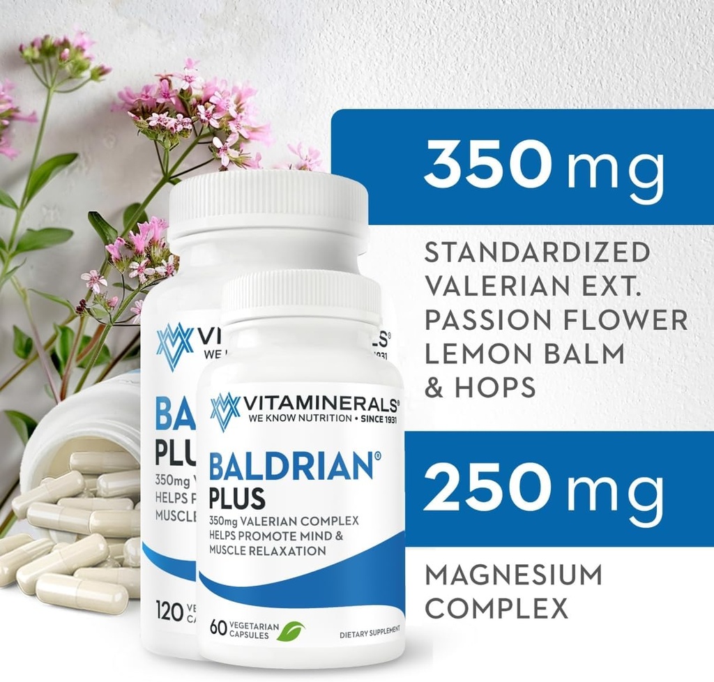Vitamine 33+ Baldrian® Plus Natural Relaxing Support Standardized Valerian Extract (60)