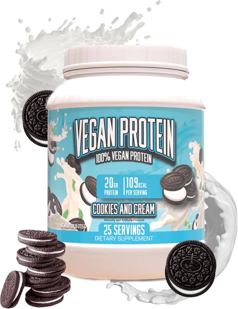Polvere proteica vegana - Biscotti & Crema - Polvere proteica a base vegetale superiore, 20g proteine per la sega