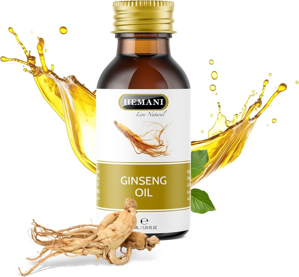 Olio di Ginseng di Hemani 30ml, Aceite de Ginseng, Siero di Ginseng naturale al 100% per la cura dei capelli e della pelle, Olio di Ginseng Premium per la cura e la cura dei capelli