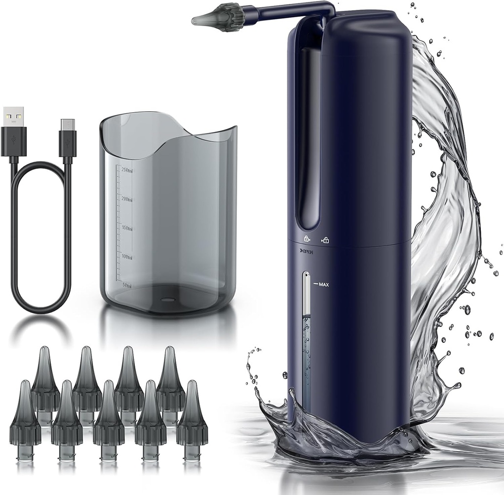 Ear Wax Removal - Ear Ear Irrigation Flushing System, Water Powered Ear Cleaner con 4 modalità di pressione, Strumento di pulizia dell'orecchio sicuro ed efficace, Water Resistant USB ricaricabile (blu)