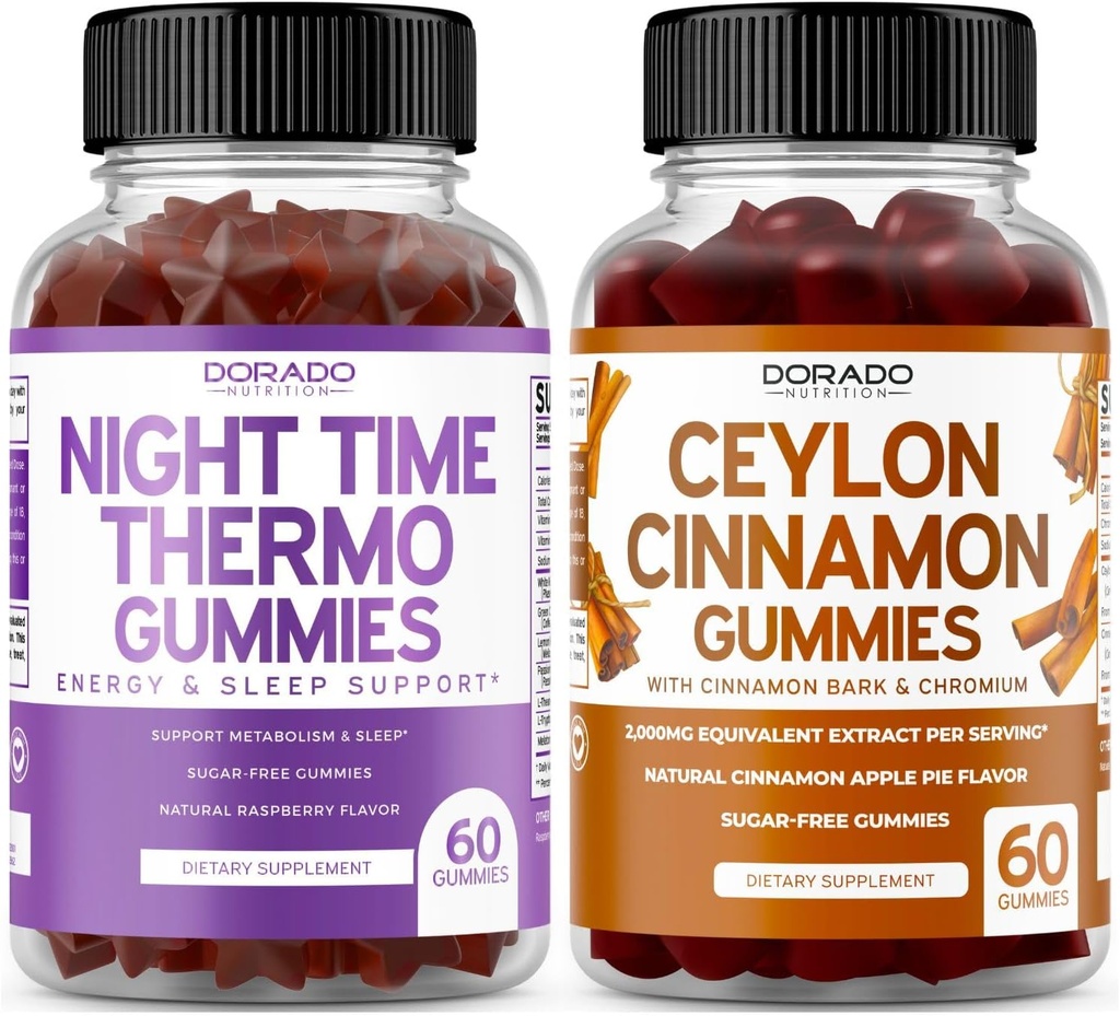 Bruciatore grasso notturno (60 Gummies) Perdita di peso & Metabolismo Raspberry aromatizzato Melatonina Supplemento e Ceylon Cinnamon (60 Capsule) Digestione Integratore di supporto benessere - Vegan & Made in Italy