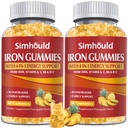 2 Pack Vegan 80MG Iron Supplement Gummies per le donne e gli uomini - Vitamina A, C, B per gli adulti e i bambini - Sangue & Builder & Energy Support per la carenza di ferro, Anemia, 120 Contenitori di ananas Gummies
