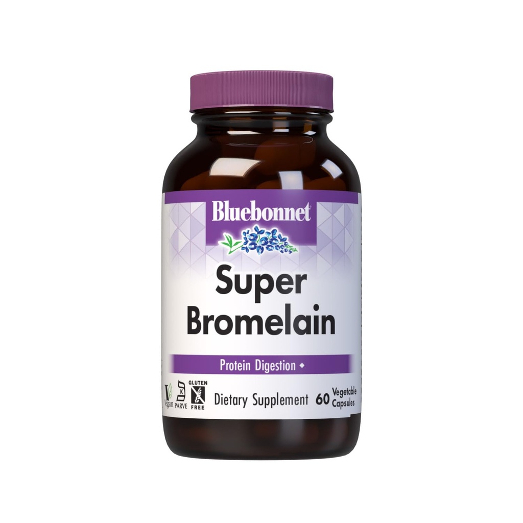 BlueBonnet Super Bromelain Capsule Vegetariani, 500 mg, 60 Conte