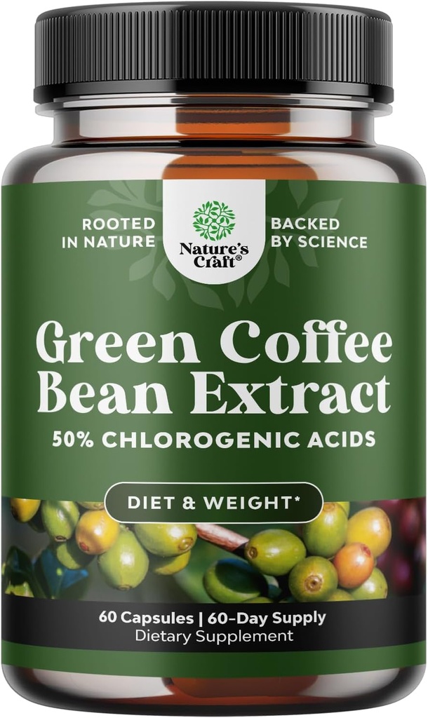 Estratto di chicco di caffè verde puro per le pillole di perdita di peso - Integratore alimentare per bruciare i grassi appetito e aumentare il metabolismo per gli uomini e le donne - Contiene antiossidanti per disintossicare e pulire - 750mg capsule