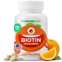 Bambini Biotin 5000mcg Chewable Tablets | Tasty Biotin Supplemento | Vegan, Non OGM | Crescita dei capelli, Pelle e Guaina | Vitamine per capelli per bambini | 120 Masticabili