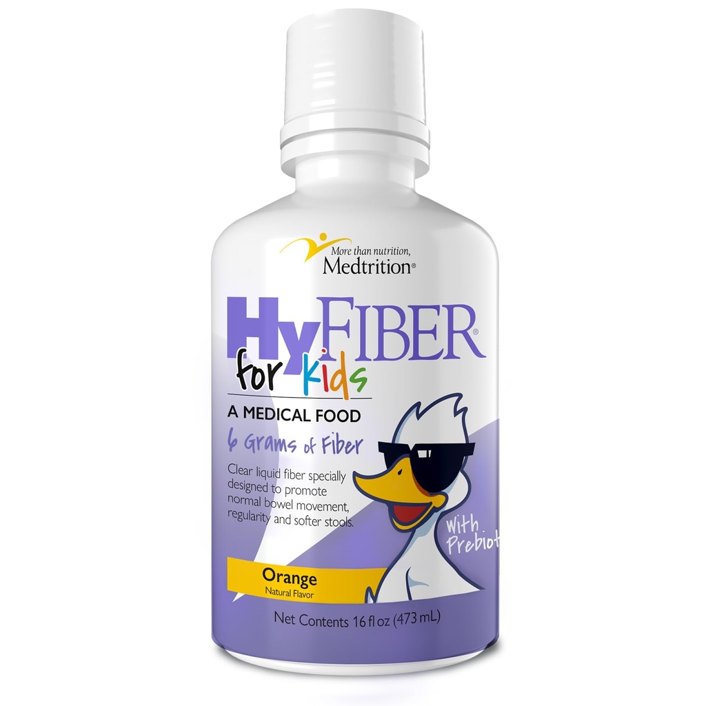 Medtrition HyFiber Liquid Fiber per bambini in un unico tavolo, Supporta Regolarità e Sgabelli Softer, Prebiotici FOS per Gut Health, 6 Grammi di fibra, 32 Serve per bottiglia