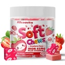 Iron Soft Chews supplemento con vitamina C | Strawberry aromatizzato | Gluten Free | Iron Supplemento per donne uomini e bambini | 60 conte | 2 mesi di alimentazione