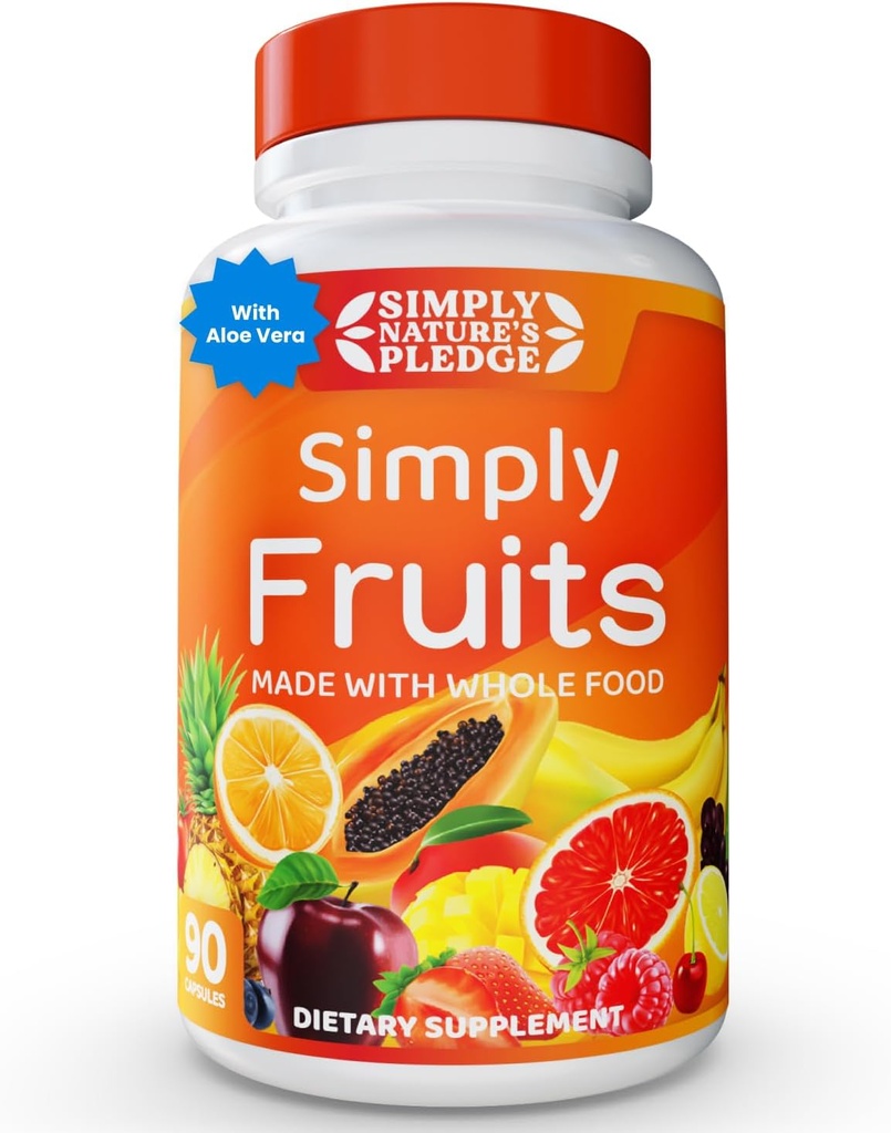 Semplicemente Naturale's Pledge - 90 capsule di frutta - Fatto con Superfoods di cibo intero, imballato con 25 diversi frutti - 100% Soy Free