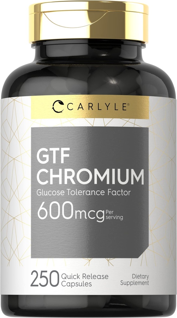 Carlyle GTF Chromium 600 mcg | 250 capsule | Non OGM, Gluten Free