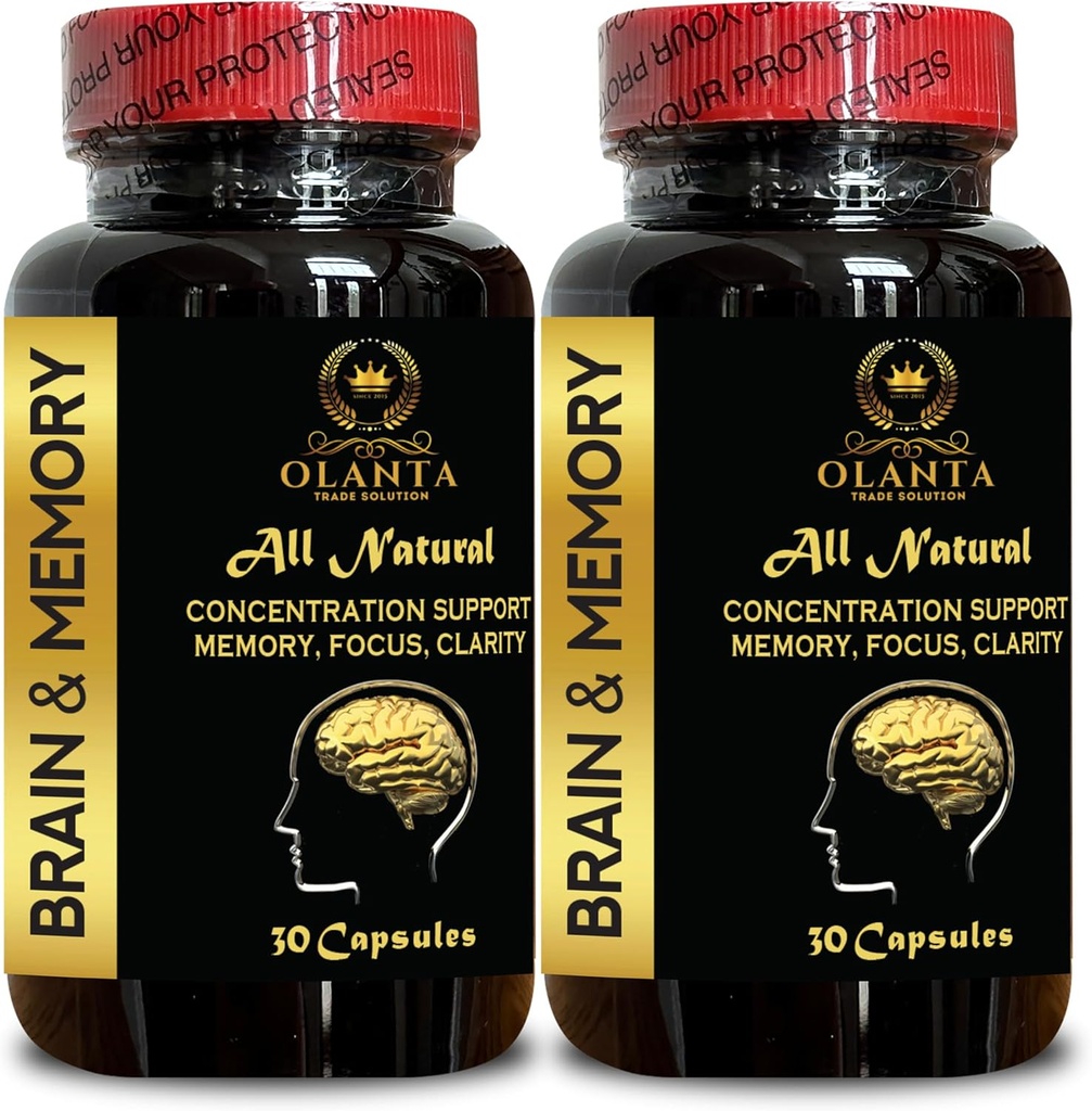 BRAIN MEMORY SUPPORT - Miglioramento della memoria, Supporto cognitivo, vitamine per aiutare la memoria e la funzione cerebrale, formulato per supportare la concentrazione e la nitidezza - 2 Bottiglie 60 Capsule