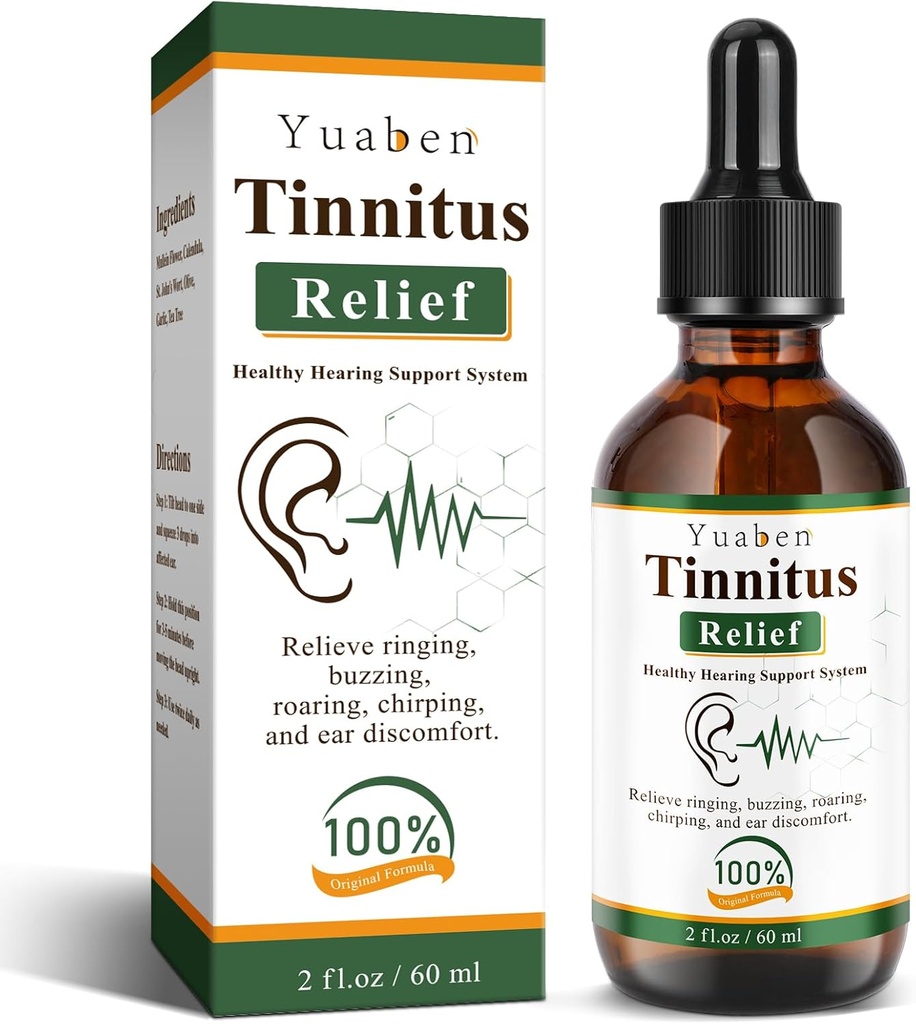 Yuaben Tinnitus Relief per Anello Orecchie, Gocce d'orecchio per Orecchie & Ear Ringing Relief, Ingredienti naturali