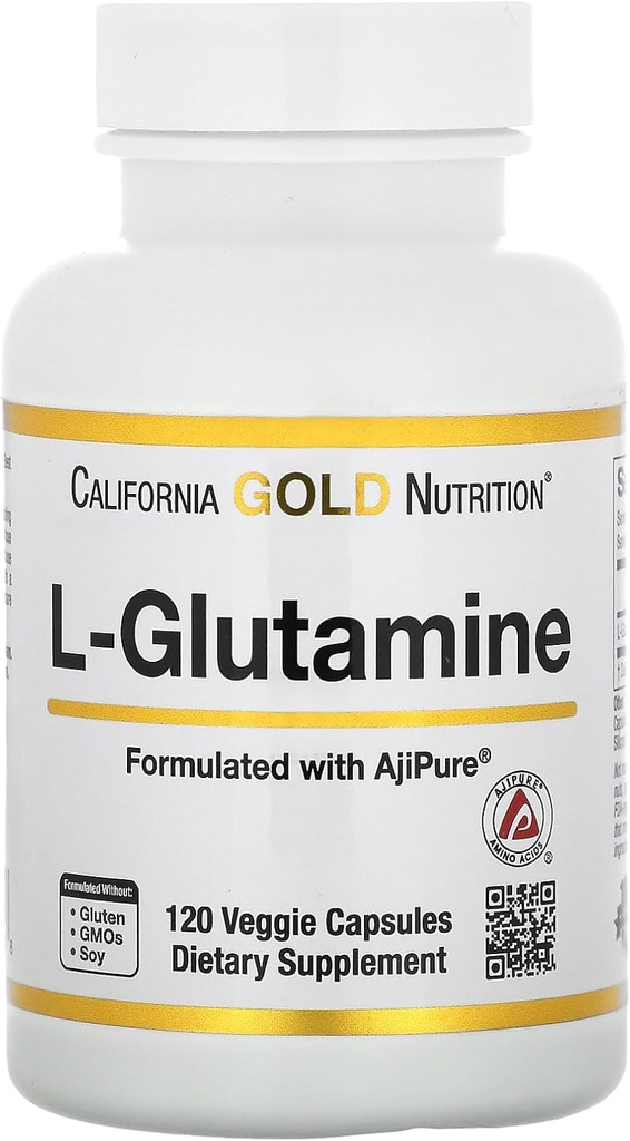 California Gold Nutrition L-Glutamina, AjiPure, 120 capsule vegetali (500 mg per capsula)
