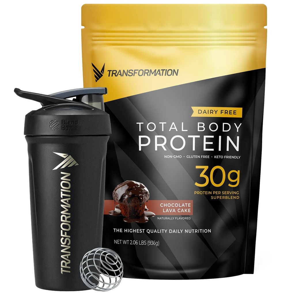 Trasformazione della polvere di proteina del cioccolato e delle prestazioni insulated Shaker Bottiglia | 30G Superblend Multi-Proteina | Peptidi di collagene, Egg White & Plant Blend | Olio MCT | Aminoacidi BCAA