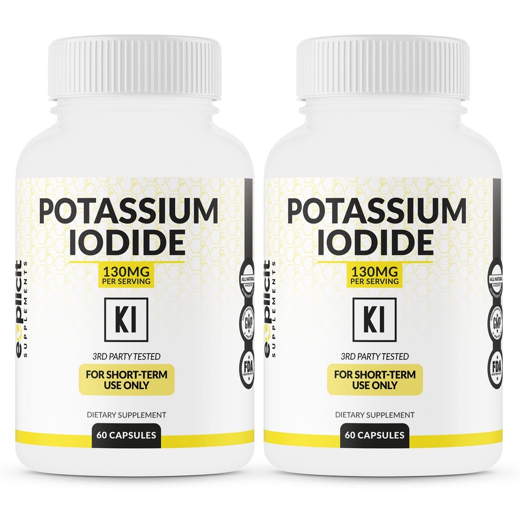 (2 Pack) Capsule di Iodido di potassio 130mg Dose - 60 Serve - Supporto tiroide e difesa - KI Potassium Iodine Thyroid Support Vitamine