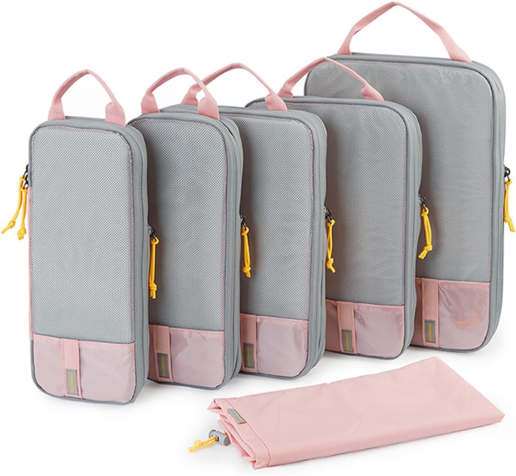 BAGSMART 6 Set /4 Set/2 Set Cubi per l'imballaggio di compressione per il viaggio, Borse per l'organizzatore di bagagli leggero, Borse per il Salvatore di spazio durevoli