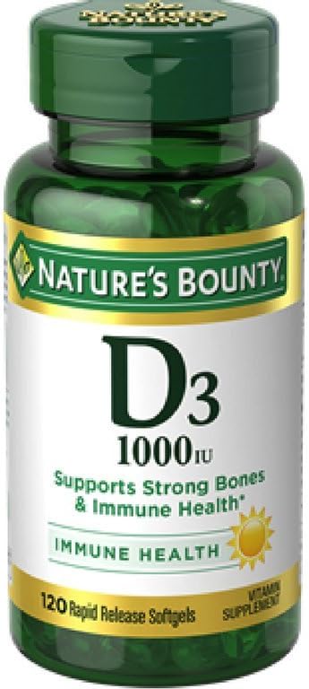 Vitamina di Bounty della natura D3 1000 IU Salute Immune, 120 Softgels (Pacchetto di 12)