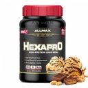 ALLMAX HEXAPRO, Burro di arachidi al cioccolato - 2 lb - 25 Grammi di Proteine Per Serving - 8 ore di rilascio prolungato - Zucchero Zero - 21 Serve