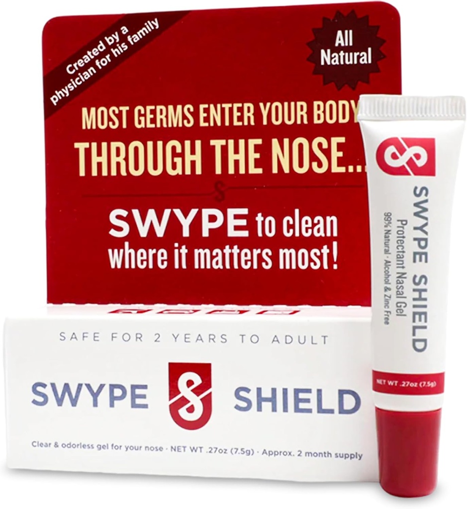 Swype Shield Airborne Particle e Allergeni Blocker Nasal Gel - Droga-Free, per Pollen Allergy Sufferers, per Airplane Travel - (Unscented) Oltre 180 Applicazioni Per Tube (0.27 oz, 7.5g Confezione di 1)