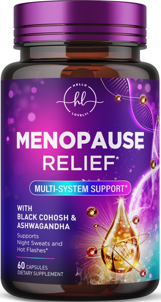 Menopausa Integratori per Donne con Cohosh Nero - Naturale, Mild Hot Flash, Night Sweats & Hormone Support, Menopause Relief con Dong Quai, Energy & Balance, Non-GMO & Gluten Free - 60 Capsule
